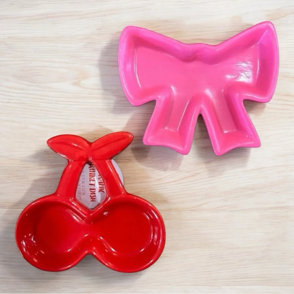 Target Cherry, Hearts and Pink Bow Ceramic Trinket Dish Set